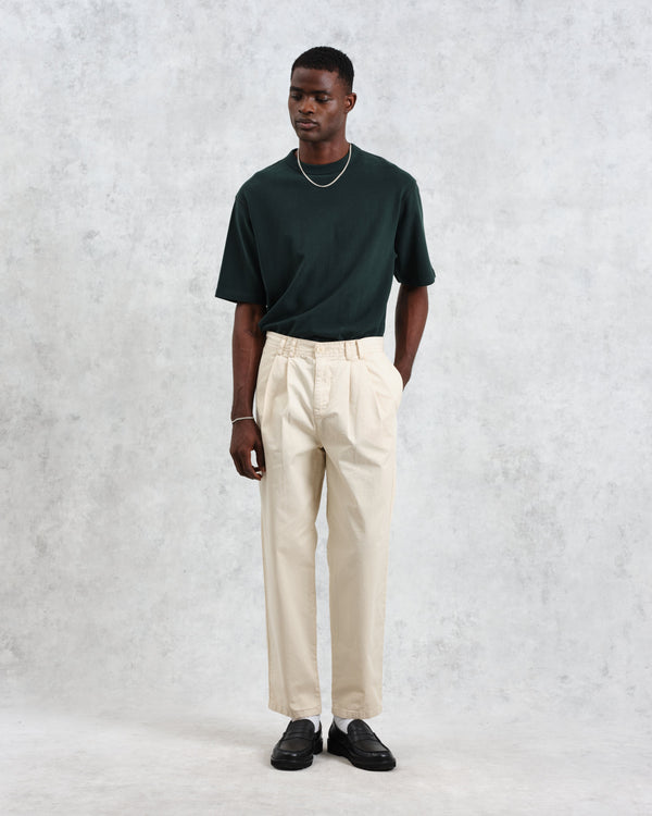 wax london Raleigh - Stone Cotton Pleated Trousers