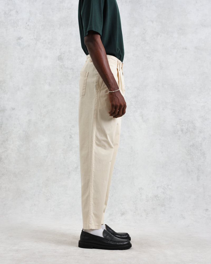 wax london Raleigh - Stone Cotton Pleated Trousers