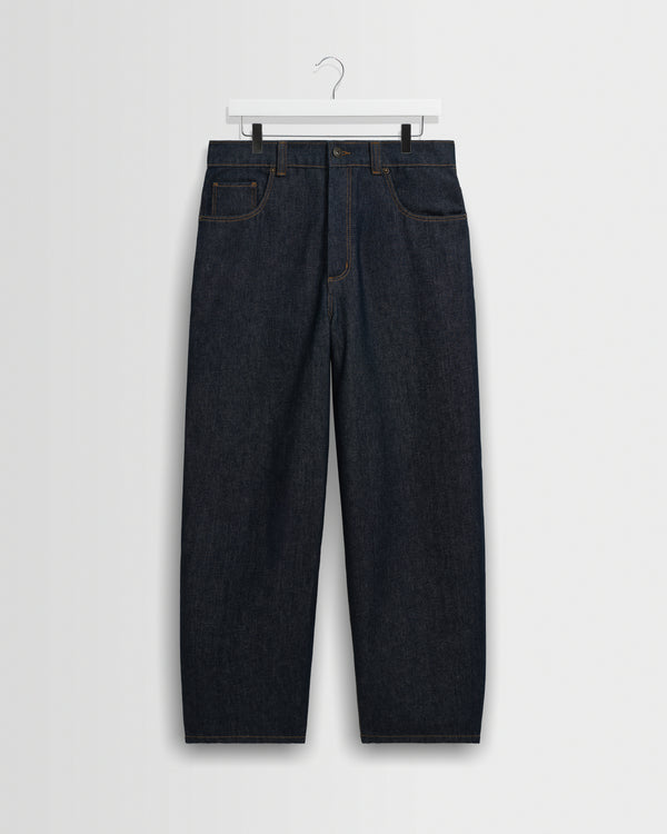 wax london men's Ramsdale - Dark Indigo Rinse Barrel Fit Denim Jeans