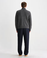 wax london men's Ranwell - Charcoal Fluffy Wool Blend Zip Funnel Jumper
