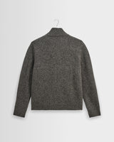 wax london men's Ranwell - Charcoal Fluffy Wool Blend Zip Funnel Jumper