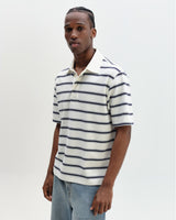Redman - Ecru Textured Stripe Organic Cotton Polo Shirt