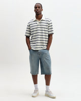 Redman - Ecru Textured Stripe Organic Cotton Polo Shirt