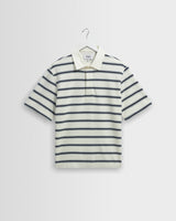 Redman - Ecru Textured Stripe Organic Cotton Polo Shirt