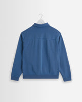 wax london men's Reeve - French Blue Loopback Organic Cotton Collared Sweatshirt