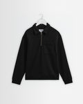 Reeve - Washed Black Loopback Organic Cotton Collared Sweatshirt