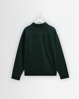 wax london men's Reeve - Washed Green Loopback Organic Cotton Collared Sweatshirt