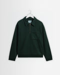 Reeve - Washed Green Loopback Organic Cotton Collared Sweatshirt