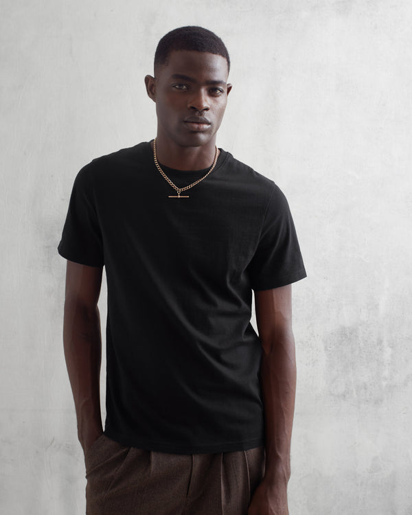 wax london Reid - Black Organic Cotton T-Shirt