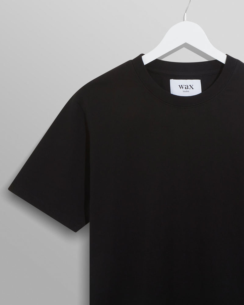 wax london Reid - Black Organic Cotton T-Shirt