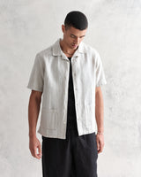 wax london Ren Shirt Beige Linen Stripe