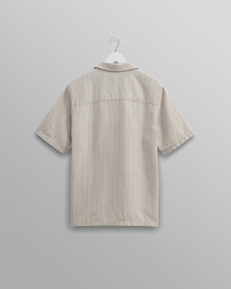 wax london Ren Shirt Beige Linen Stripe