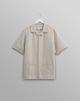 wax london Ren Shirt Beige Linen Stripe