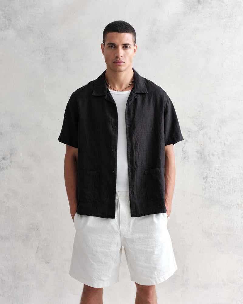 wax london Ren Shirt Black Linen