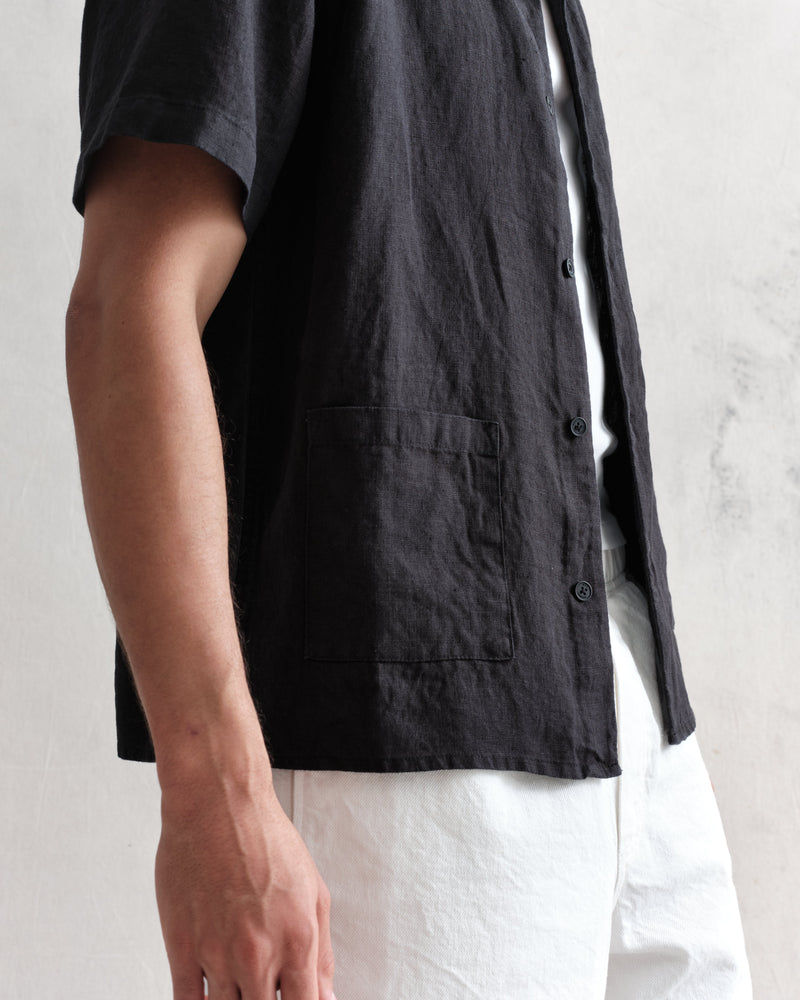 wax london Ren Shirt Black Linen