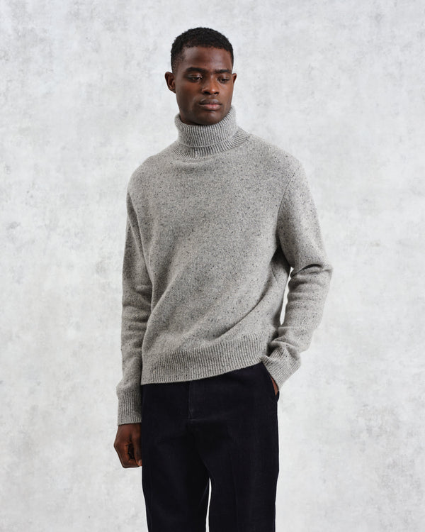 wax london Ridgeway - Grey Donegal Roll Neck