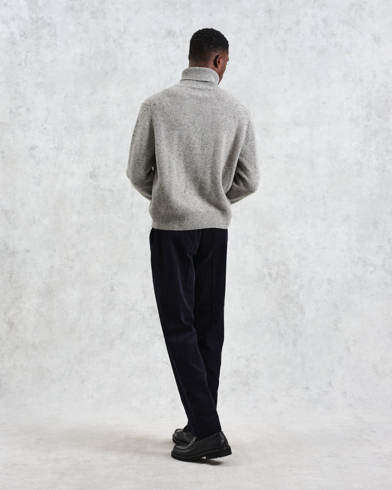 wax london Ridgeway - Grey Donegal Roll Neck Jumper