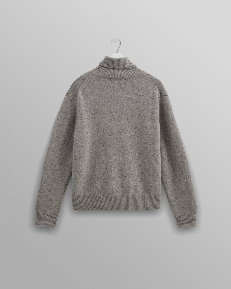 wax london Ridgeway - Grey Donegal Roll Neck Jumper