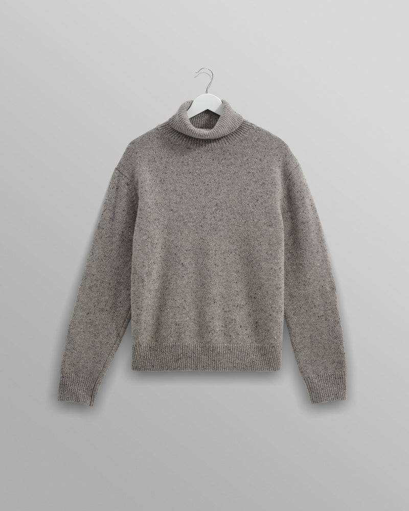 wax london Ridgeway - Grey Donegal Roll Neck Jumper