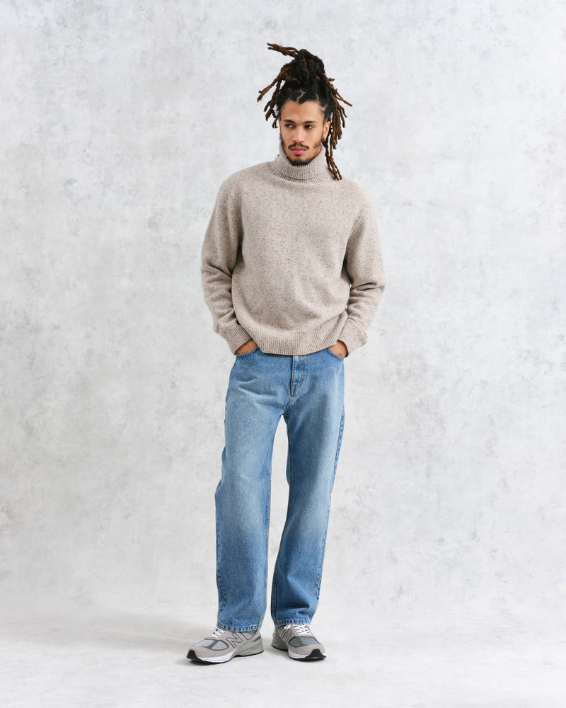 wax london Ridgeway - Natural Donegal Roll Neck Jumper