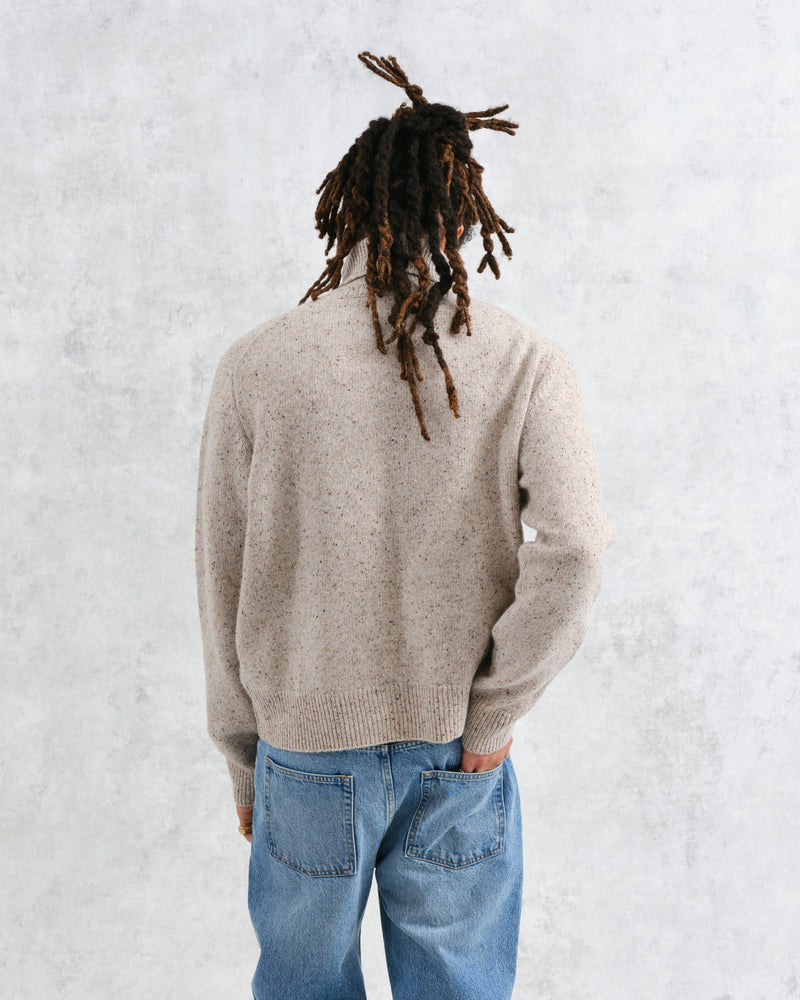 wax london Ridgeway - Natural Donegal Roll Neck Jumper