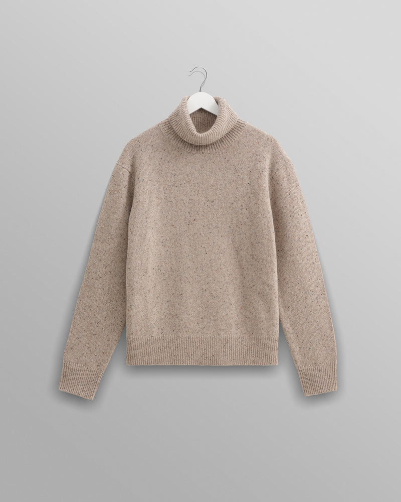 wax london Ridgeway - Natural Donegal Roll Neck Jumper