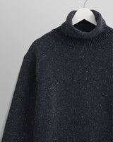 wax london Ridgeway - Petrol Blue Donegal Roll Neck Jumper