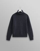 wax london Ridgeway - Petrol Blue Donegal Roll Neck Jumper