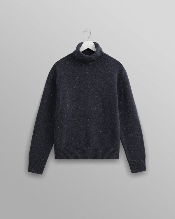 wax london Ridgeway - Petrol Blue Donegal Roll Neck