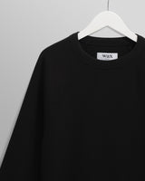 wax london men's Riley - Black Structured Waffle Crewneck Jumper