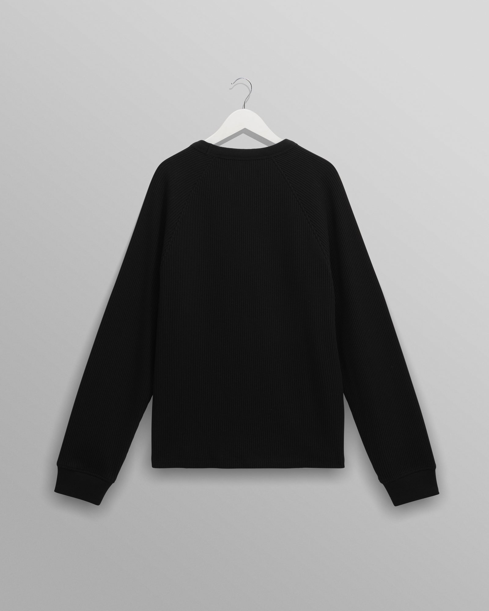 Men's Black Structured Waffle Crewneck Jumper | Wax London