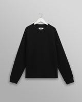 wax london men's Riley - Black Structured Waffle Crewneck Jumper