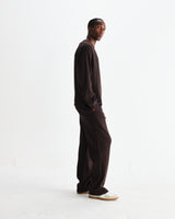 wax london men's Riley - Dark Brown Structured Waffle Crewneck Jumper