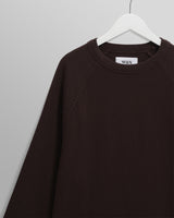 wax london men's Riley - Dark Brown Structured Waffle Crewneck Jumper