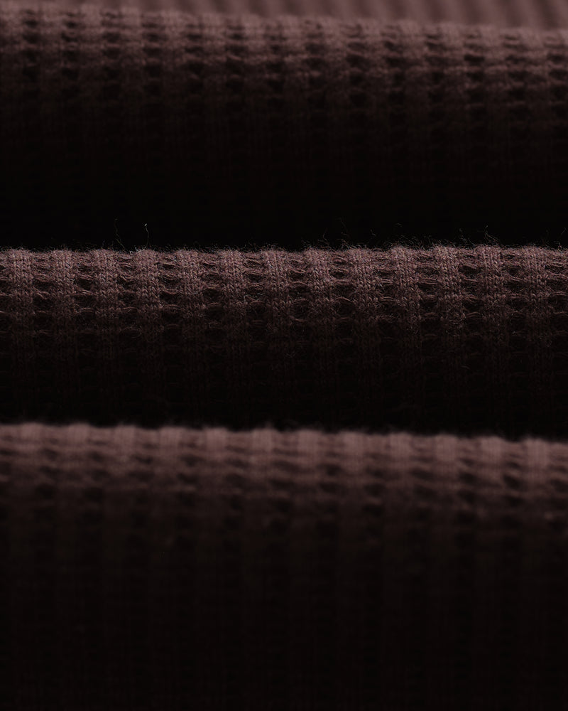 wax london men's Riley - Dark Brown Structured Waffle Crewneck Jumper