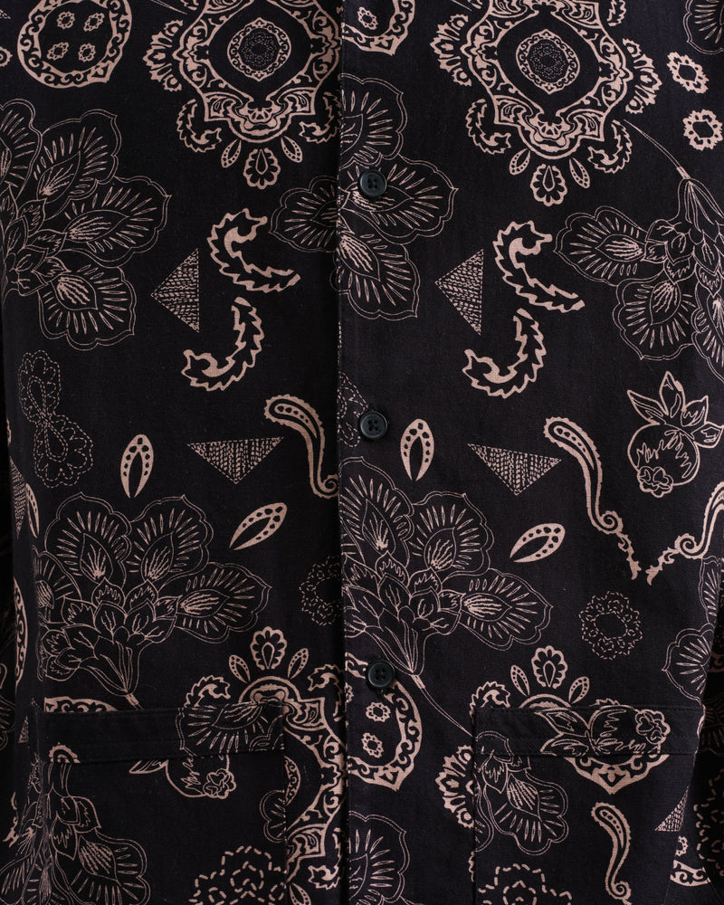 wax london Ripley Lounge Shirt Black/Beige Floral Paisley