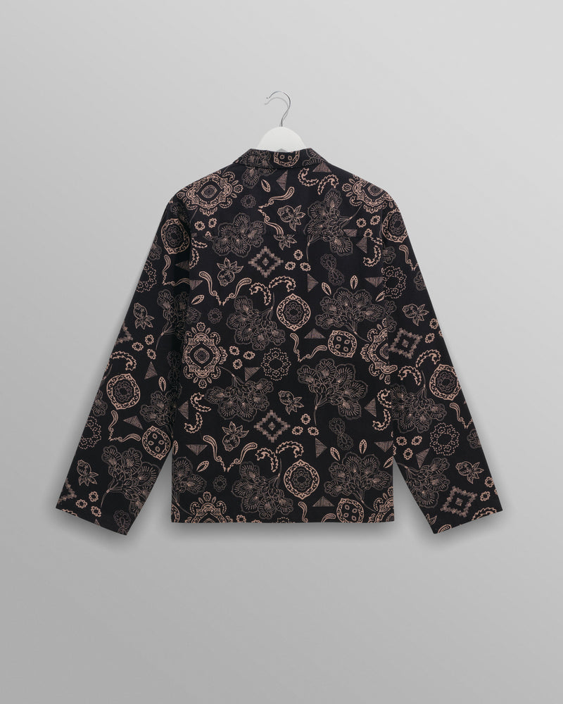 wax london Ripley Lounge Shirt Black/Beige Floral Paisley