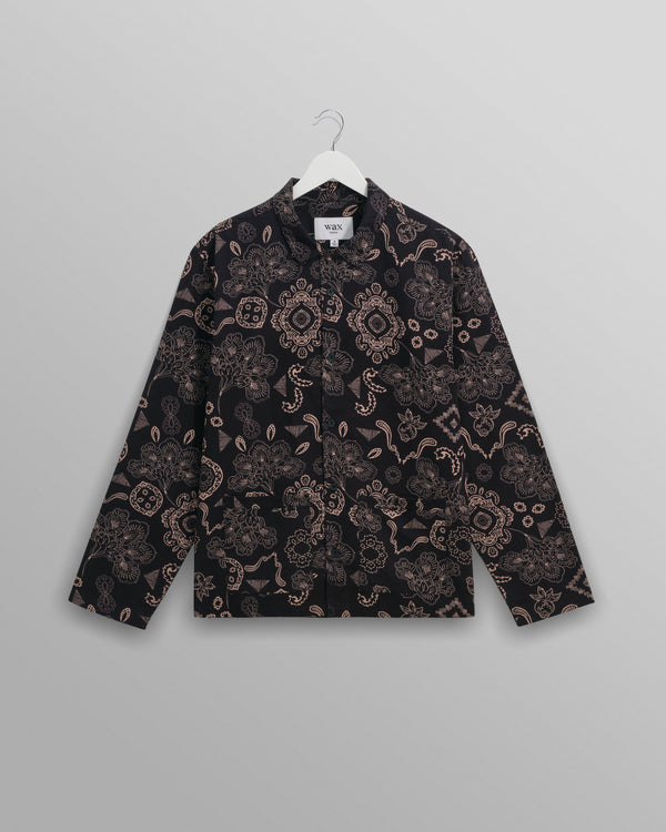 wax london Ripley Lounge Shirt Black/Beige Floral Paisley