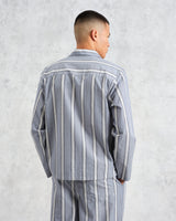 wax london Ripley Lounge Shirt Blue/Ecru Oxford Space Stripe