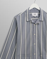 wax london Ripley Lounge Shirt Blue/Ecru Oxford Space Stripe