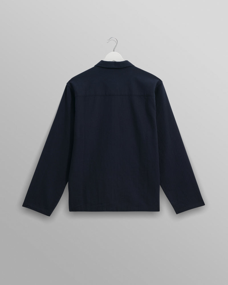 wax london Ripley Lounge Shirt Navy Brushed Herringbone