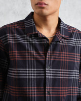 wax london Ripley Lounge Shirt Navy/Orange Flannel Check