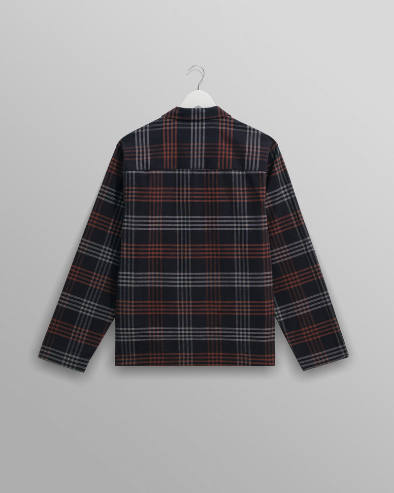 wax london Ripley Lounge Shirt Navy/Orange Flannel Check