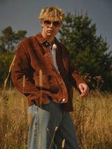 wax london men's Robin - Brown Suede Chore Jacket