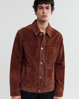 wax london men's Robin - Brown Suede Chore Jacket