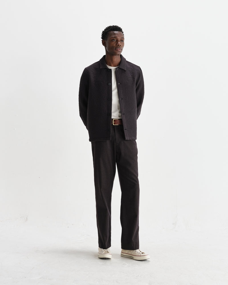 wax london men's Rockley - Black Floral Quilted Cotton Overshirt