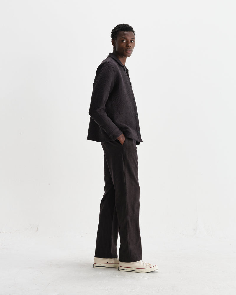 wax london men's Rockley - Black Floral Quilted Cotton Overshirt