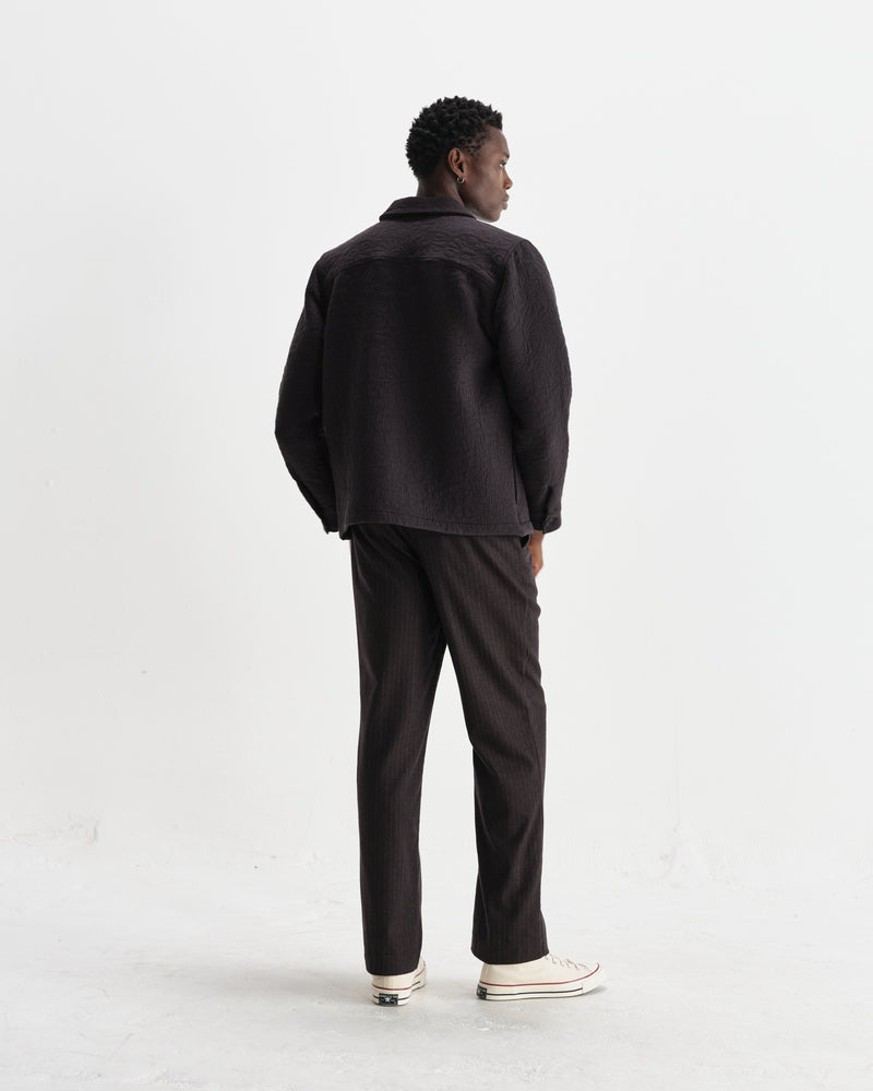 wax london men's Rockley - Black Floral Quilted Cotton Overshirt