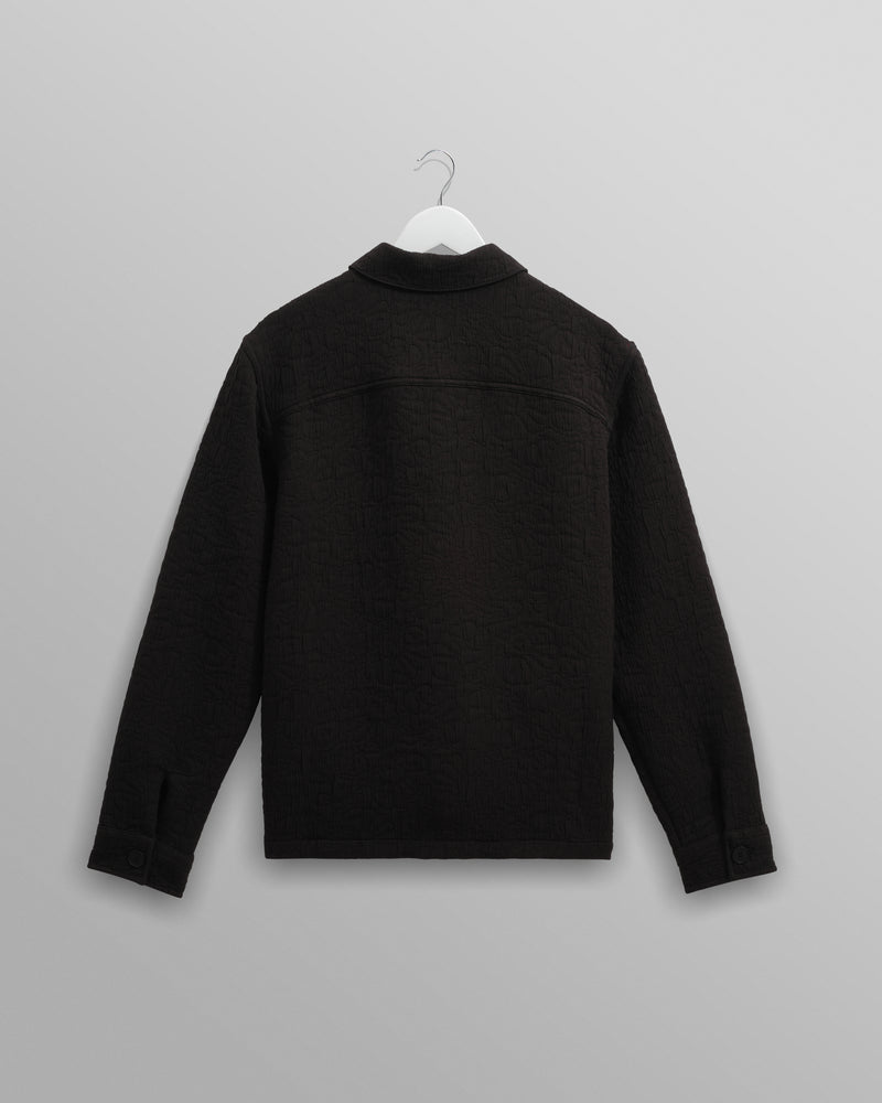 wax london men's Rockley - Black Floral Quilted Cotton Overshirt