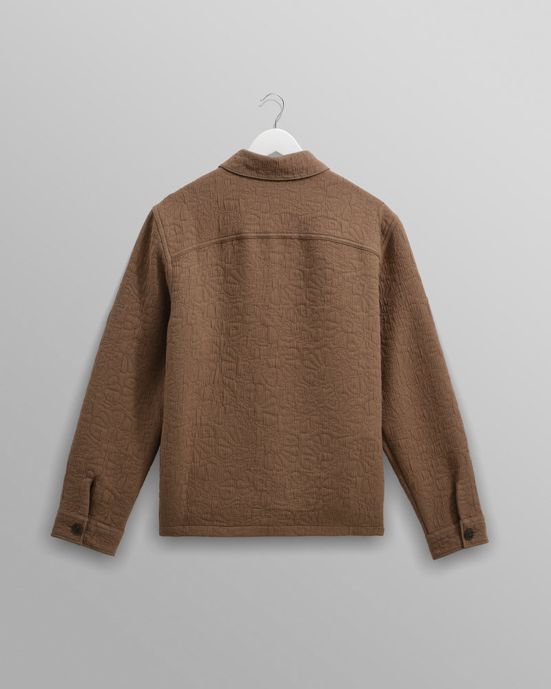 wax london men's Rockley - Brown Floral Quilted Cotton Overshirt